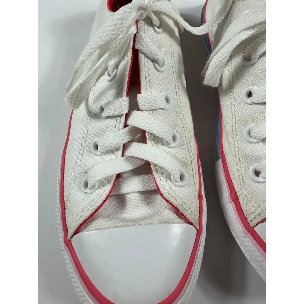 Converse Chuck Taylor All Star Ox Rainbow Stripe White Sneakers Girls Size 1